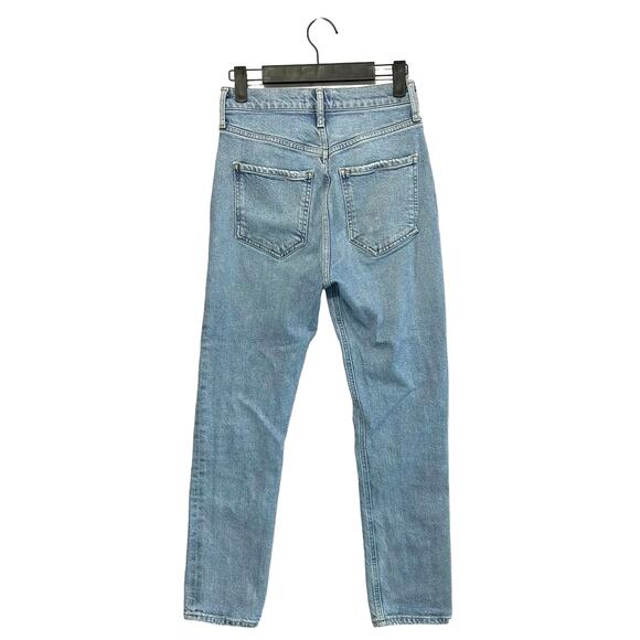 AGOLDE Riley High Rise Shiver Crop Jeans Women's Sz 24 Button Fly Light Wash - Picture 2 of 7